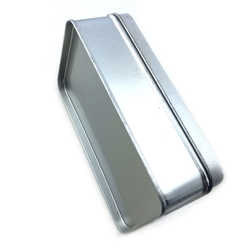 Anpassad silverlackad rektangulär kosmetisk tennlåda med präglad logotyp